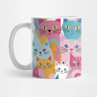 Catmosaic Spectrum: A Colorful Feline Pattern Wonderland Mug